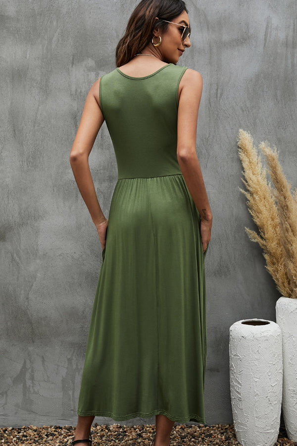 Fashion Solid Color Sleeveless Casual Dress - Fashionpara