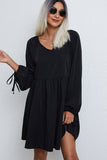 Fashion Solid Color V Neck Casual Dress