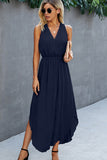 Fashion Solid Color V Neck Sleeveless Dress