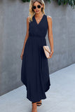 Fashion Solid Color V Neck Sleeveless Dress