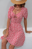 Floral Print Tie Front Short Sleeve Dress