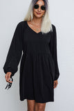 Fashion Solid Color V Neck Casual Dress