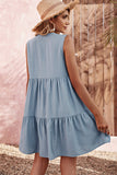 Fashion Ruffle Hem Solid Color Cusual Dress