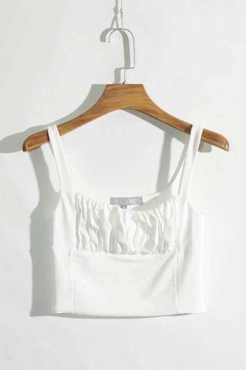 Pleated Sleeveless Tank Top - Fashionpara