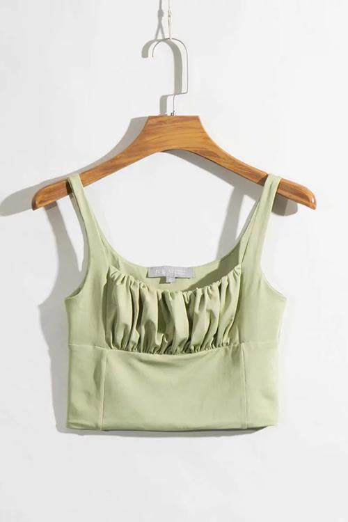 Pleated Sleeveless Tank Top - Fashionpara