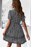 V Neck Printed Fashion Mini Dress