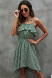 Floral Print Ruffled Slip Casual Dress