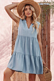 Fashion Ruffle Hem Solid Color Cusual Dress