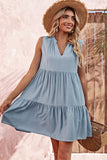 Fashion Ruffle Hem Solid Color Cusual Dress
