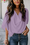 Drape V Neck Bell Sleeve Blouse