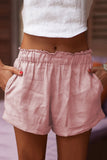Solid High Waist Pockets Shorts
