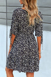 Fashion Street Print Split Joint V Neck A Line Dresses(4 colors)