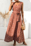 Fashion Casual Leopard Patchwork V Neck A Line Dresses(3 colors)