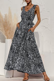 Fashion Casual Leopard Patchwork V Neck A Line Dresses(3 colors)