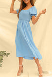 Fashion Casual Solid Slit Square Collar Princess Dresses