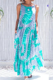 Fashion Casual Print Split Joint O Neck A Line Dresses