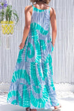 Fashion Casual Print Split Joint O Neck A Line Dresses