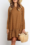 Fashion Sweet Polka Dot Split Joint O Neck Irregular Dresses