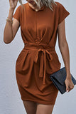 Fashion Casual Solid Split Joint V Neck Pencil Skirt Dresses