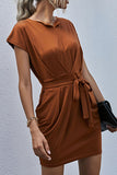Fashion Casual Solid Split Joint V Neck Pencil Skirt Dresses