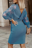 Fashion Street Solid Patchwork V Neck A Line Dresses