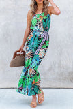 Fashion Bohemian Print Split Joint Spaghetti Strap A Line Dresses