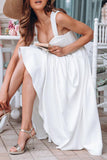 Fashion Street Solid Split Joint Spaghetti Strap Princess Dresses