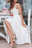 Fashion Street Solid Split Joint Spaghetti Strap Princess Dresses