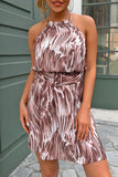 Fashion Street Print Split Joint Halter A Line Dresses