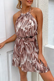 Fashion Street Print Split Joint Halter A Line Dresses