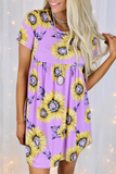 Casual Street Floral Split Joint O Neck Dresses