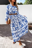 Fashion Elegant Print Patchwork V Neck A Line Dresses