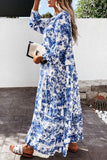 Fashion Elegant Print Patchwork V Neck A Line Dresses