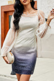 Fashion Casual Gradual Change Split Joint Square Collar A Line Dresses