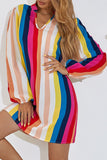 Fashion Street Striped Split Joint V Neck A Line Dresses