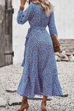 Elegant Floral Flounce Strap Design V Neck A Line Dresses(5 colors)