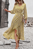 Elegant Floral Flounce Strap Design V Neck A Line Dresses(5 colors)