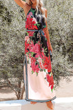 Fashion Street Print Slit Halter A Line Dresses