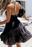 Fashion Casual Solid Patchwork Halter Cake Skirt Dresses