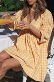 Fashion Casual Plaid Split Joint V Neck Princess Dresses