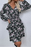 Casual Elegant Floral Split Joint Fold V Neck Dresses