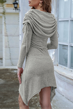 Fashion Elegant Solid Split Joint Fold Off the Shoulder Irregular Dress Dresses