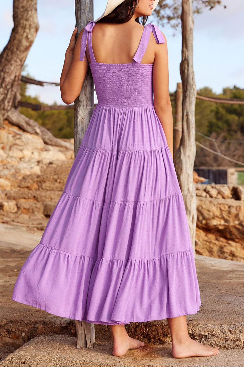 Casual Solid Bandage Square Collar Cake Skirt Dresses(3 colors) - Fashionpara