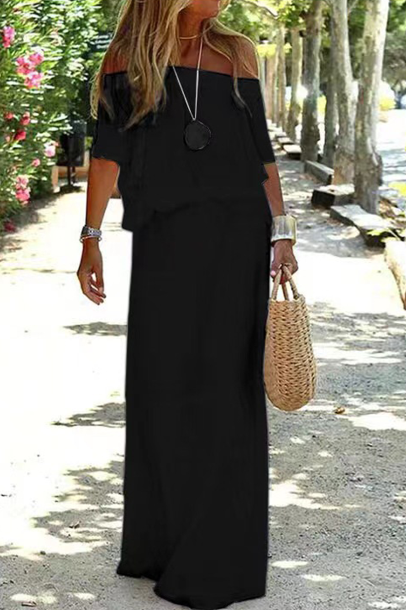 Strolling In The Sand Off Shouder Maxi Dress