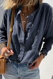 Button Turndown Collar Blouse