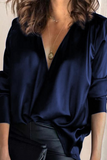 Satin Collared Drape Blouse