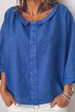 Solid O Neck Loose Blouse
