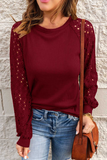 Lace Raglan Sleeeve Waffle Knit Top