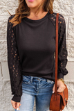 Lace Raglan Sleeeve Waffle Knit Top