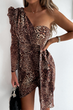 Animal Print One Shoulder Mini Dress - Fashiondia